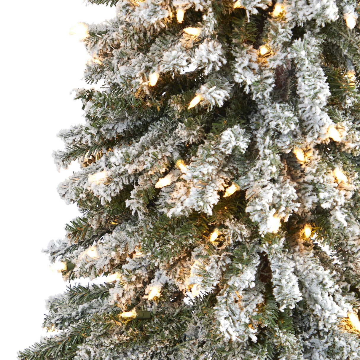 7’ Flocked Grand Alpine Artificial Christmas Tree with 400 Lights and 950 Branches on Natural Trunk-Christmas Tree-Parc Decor