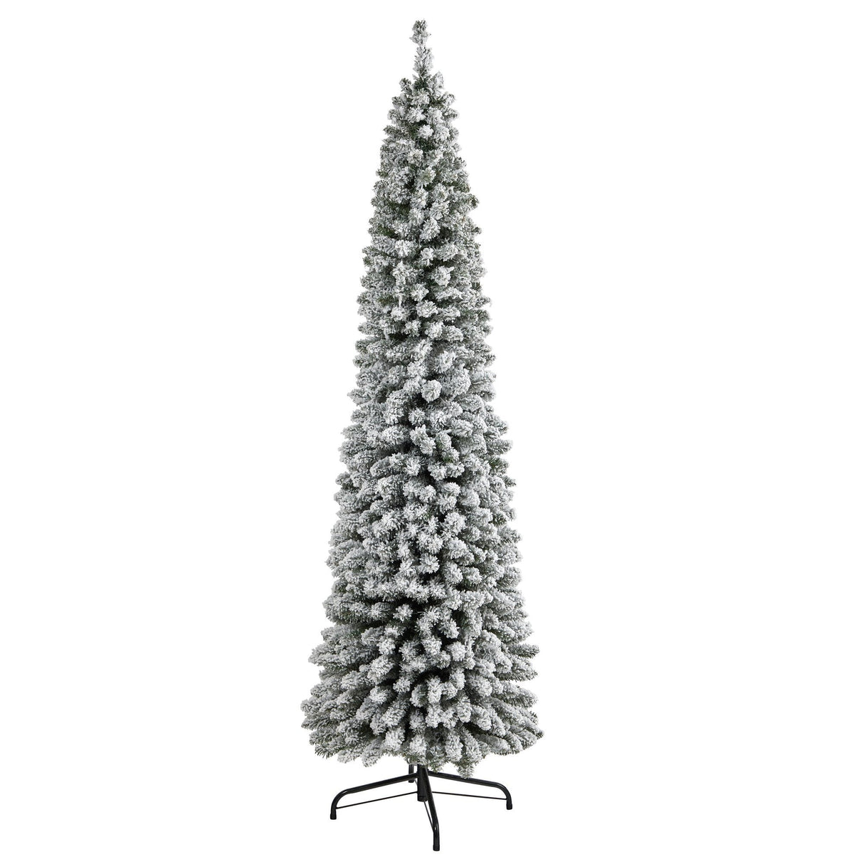 7’ Flocked Pencil Artificial Christmas Tree with 574 Bendable Branches-Christmas Tree-Parc Decor