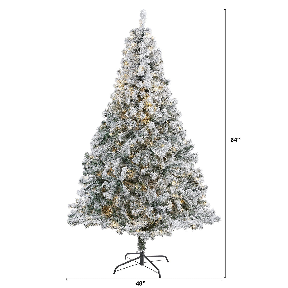 7' Flocked Rock Springs Spruce Artificial Christmas Tree with 350 Clear LED Lights and 800 Bendable Branches-Christmas Tree-Parc Decor