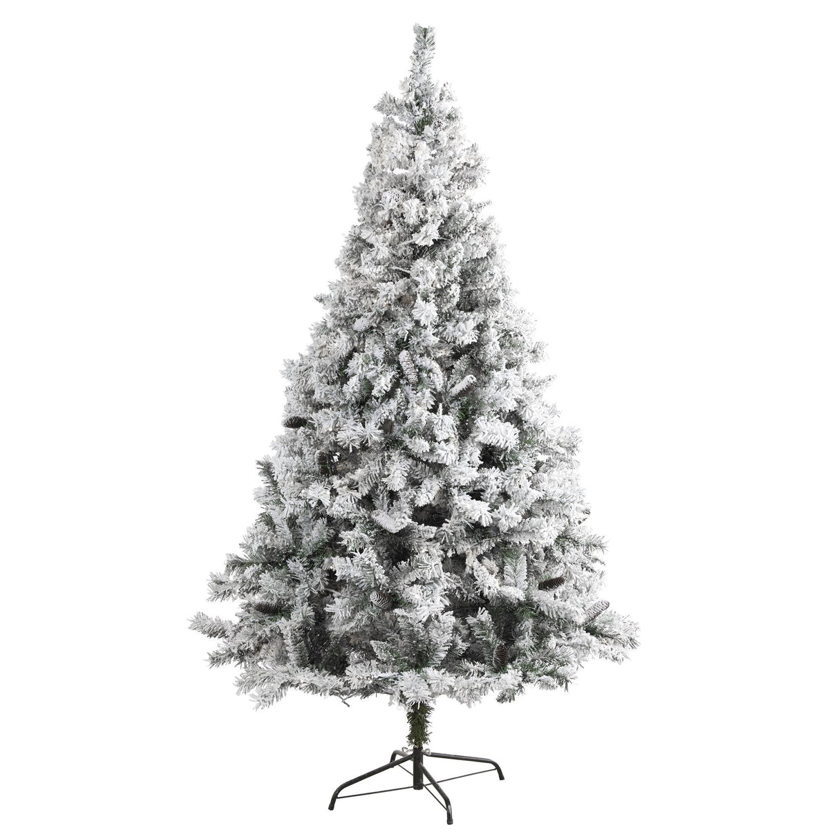 7' Flocked White River Mountain Pine Artificial Christmas Tree with Pinecones-Christmas Tree-Parc Decor