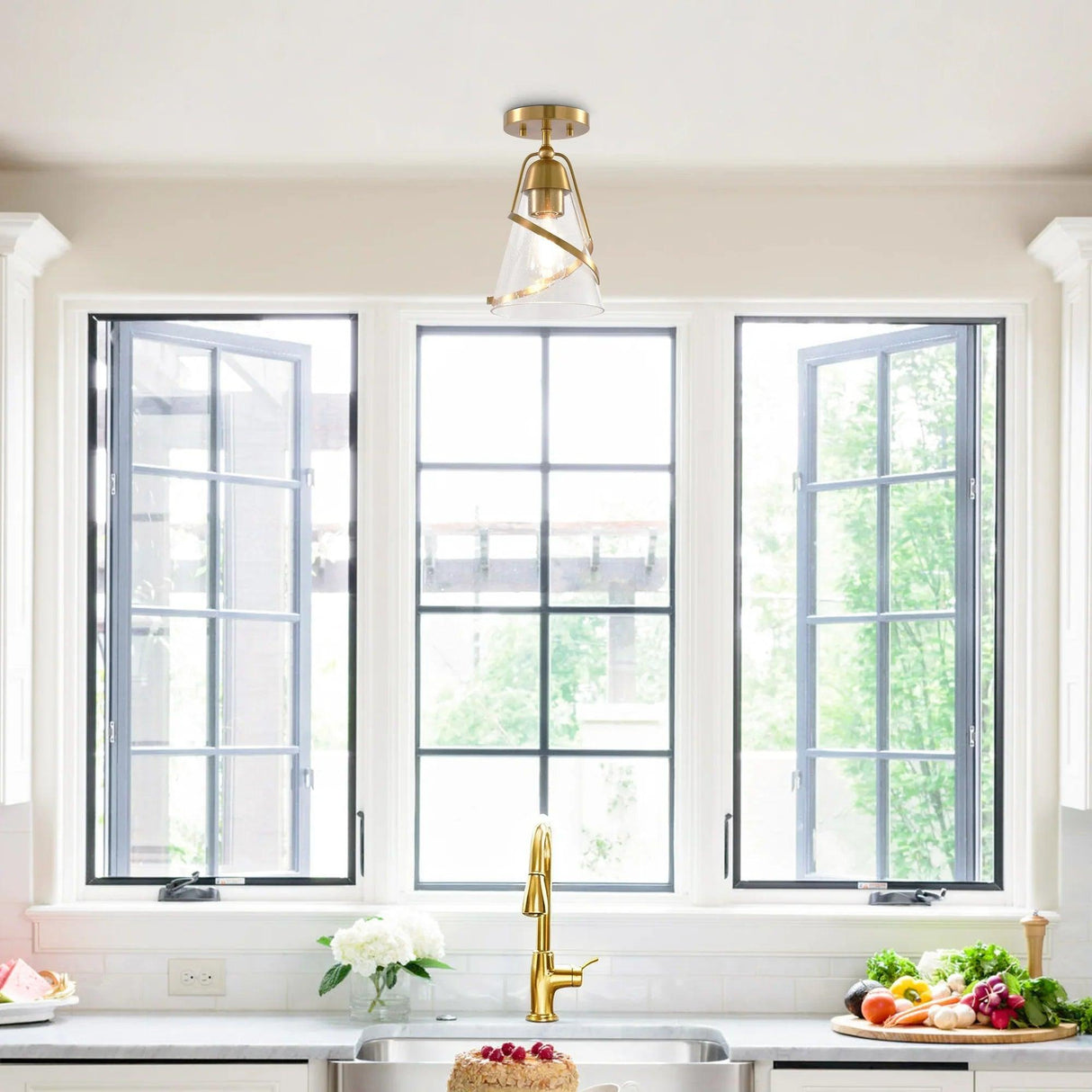 7 Inch Walker 1-Light Semi-Flush Mount Ceiling Light