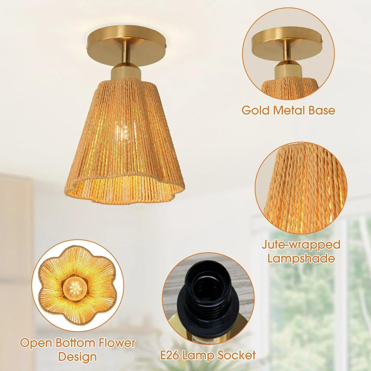7 Inch Yves 1-Light Semi-Flush Mount Ceiling Light