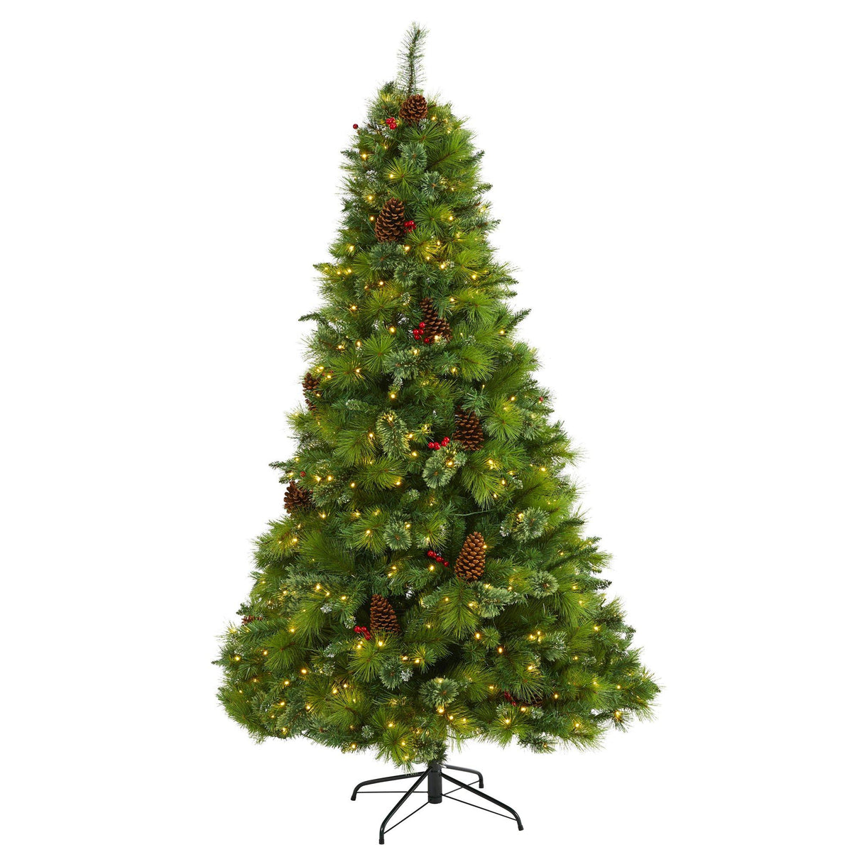 7’ Montana Mixed Pine Artificial Christmas Tree with Pine Cones, Berries and 500 Clear LED Lights-Christmas Tree-Parc Decor