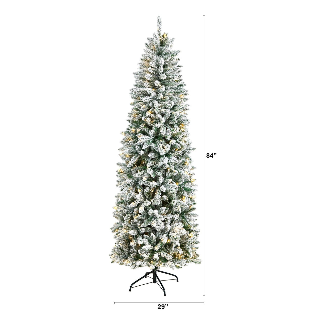 7’ Slim Flocked Montreal Fir Christmas Tree with 300 Warm White LED Lights and 995 Bendable Branches-Christmas Tree-Parc Decor