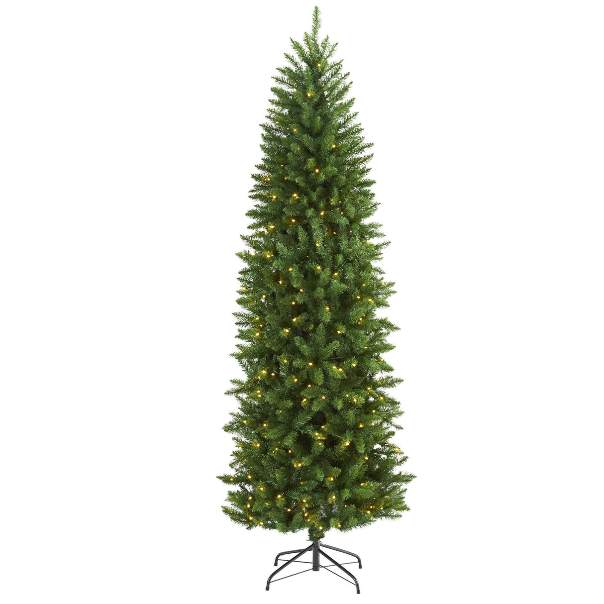 7’ Slim Green Mountain Pine Artificial Christmas Tree with 300 Clear LED Lights-Christmas Tree-Parc Decor