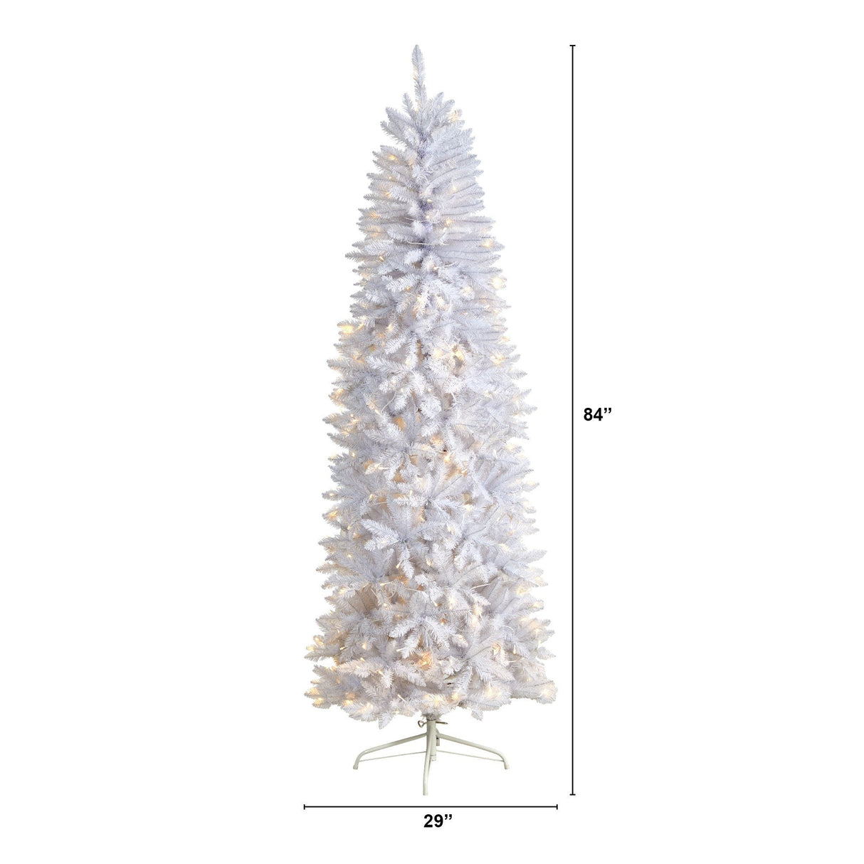 7’ Slim White Artificial Christmas Tree with 300 Warm White LED Lights and 955 Bendable Branches-Christmas Tree-Parc Decor