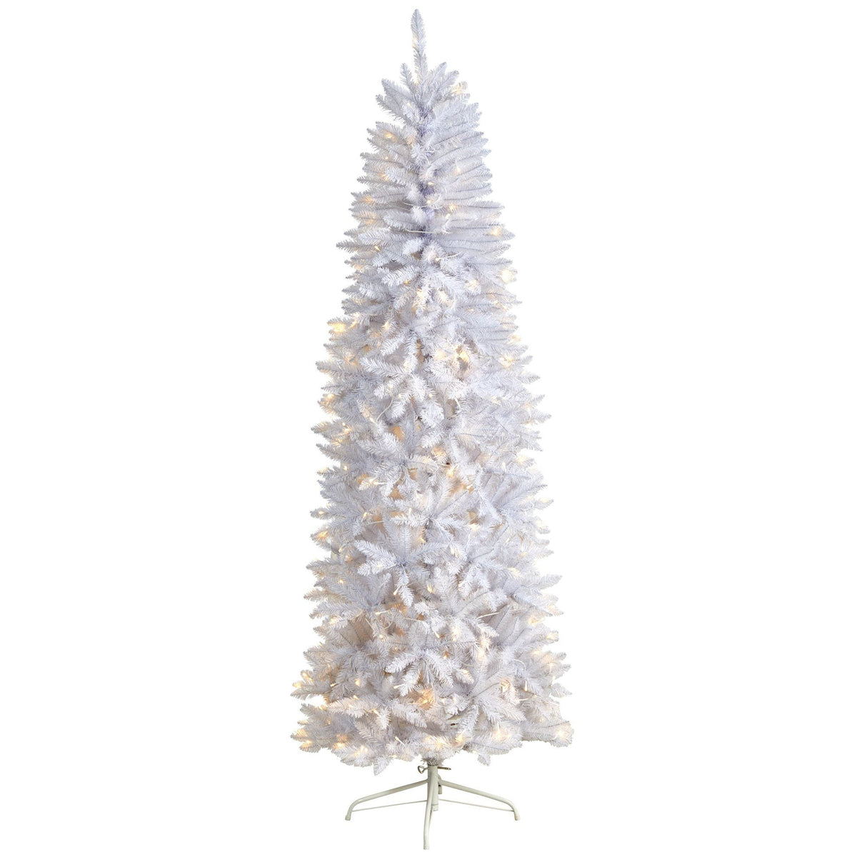 7’ Slim White Artificial Christmas Tree with 300 Warm White LED Lights and 955 Bendable Branches-Christmas Tree-Parc Decor