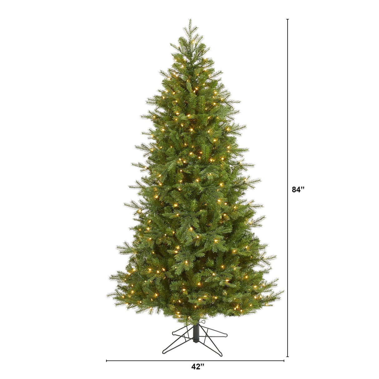 7' Vienna Fir Artificial Christmas Tree with 450 Warm White Lights and 843 Bendable Branches-Christmas Tree-Parc Decor