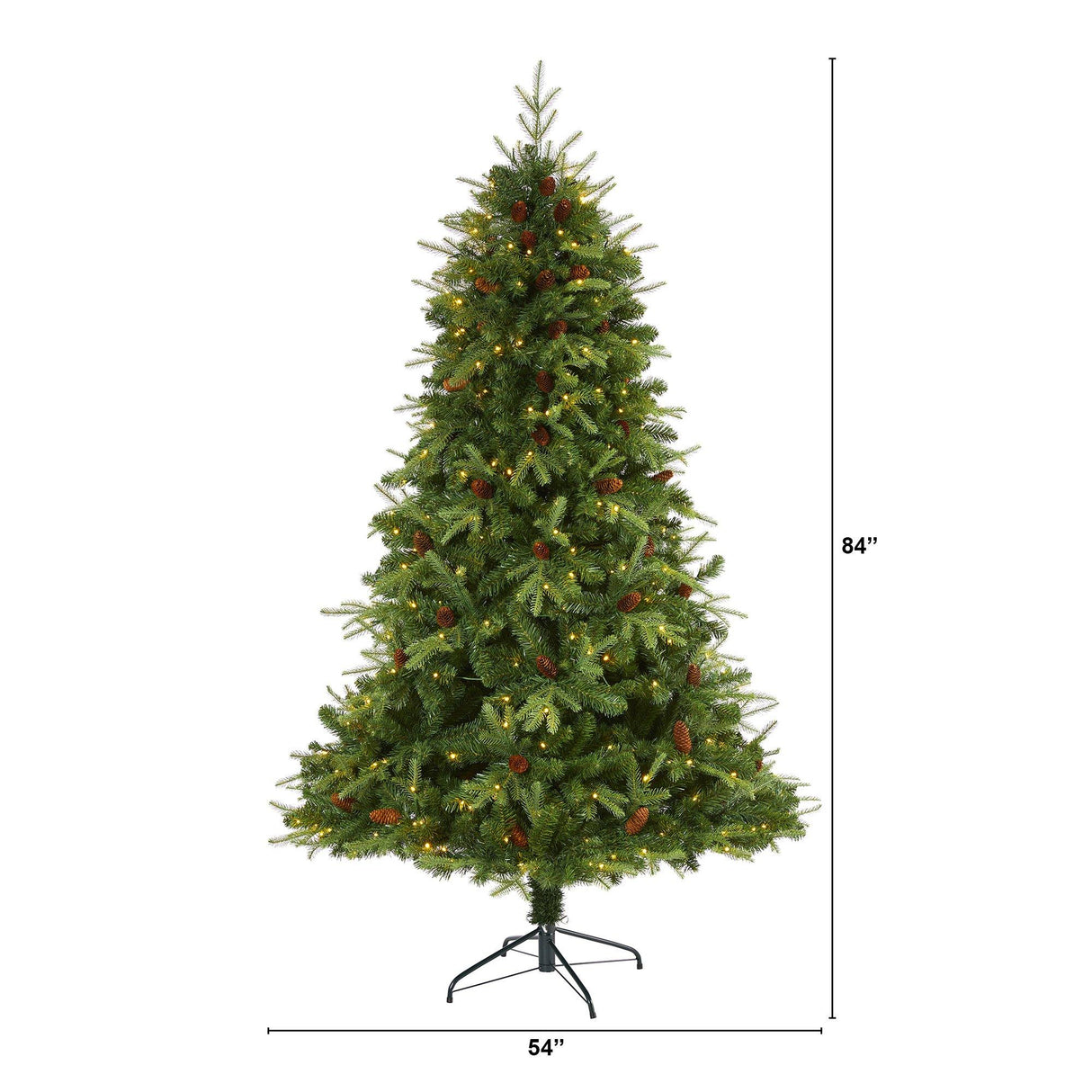 7’ Wellington Spruce “Natural Look” Artificial Christmas Tree with 400 Clear LED Lights and Pine Cones-Christmas Tree-Parc Decor
