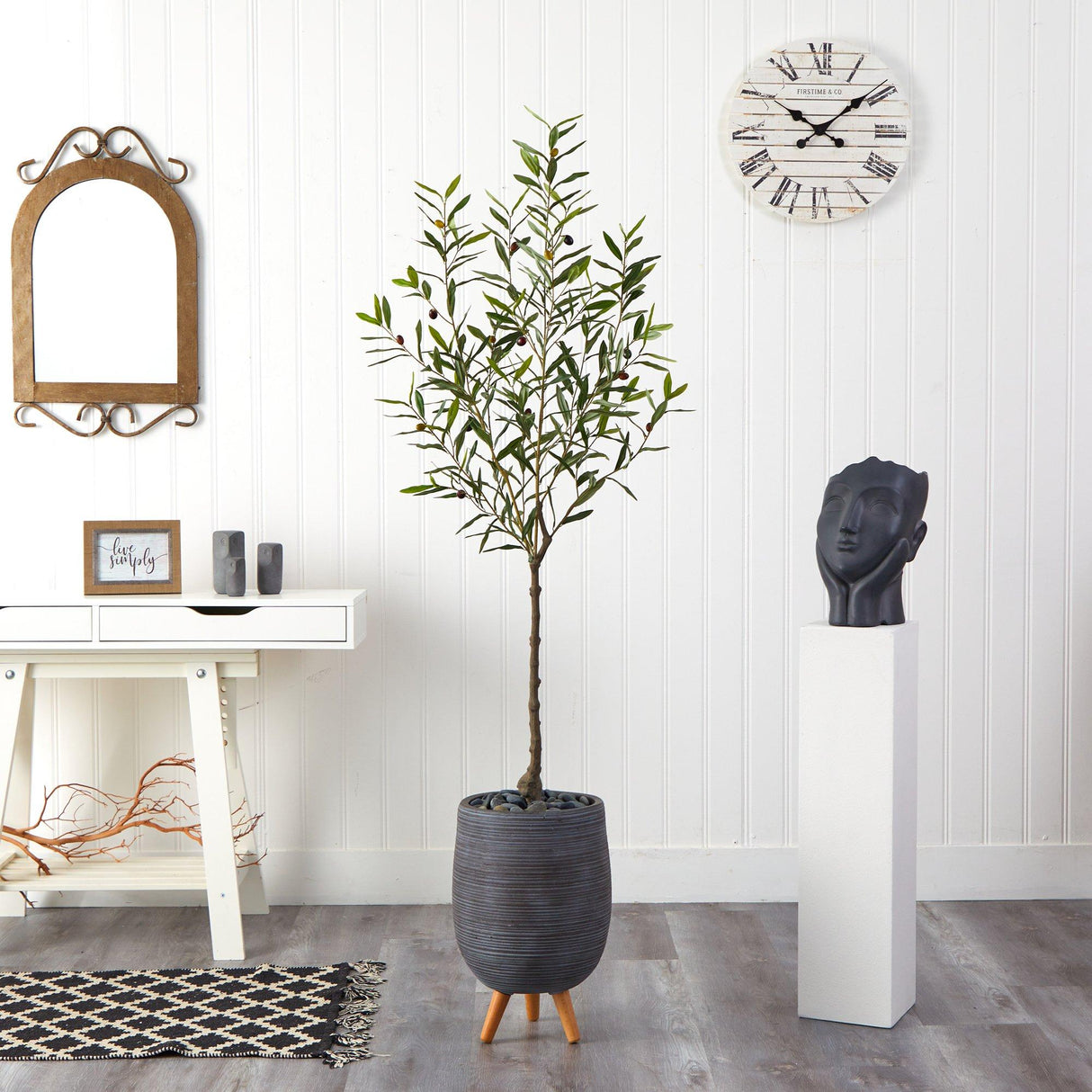 70” Olive Artificial Tree in Gray Planter with Stand-Parc Decor