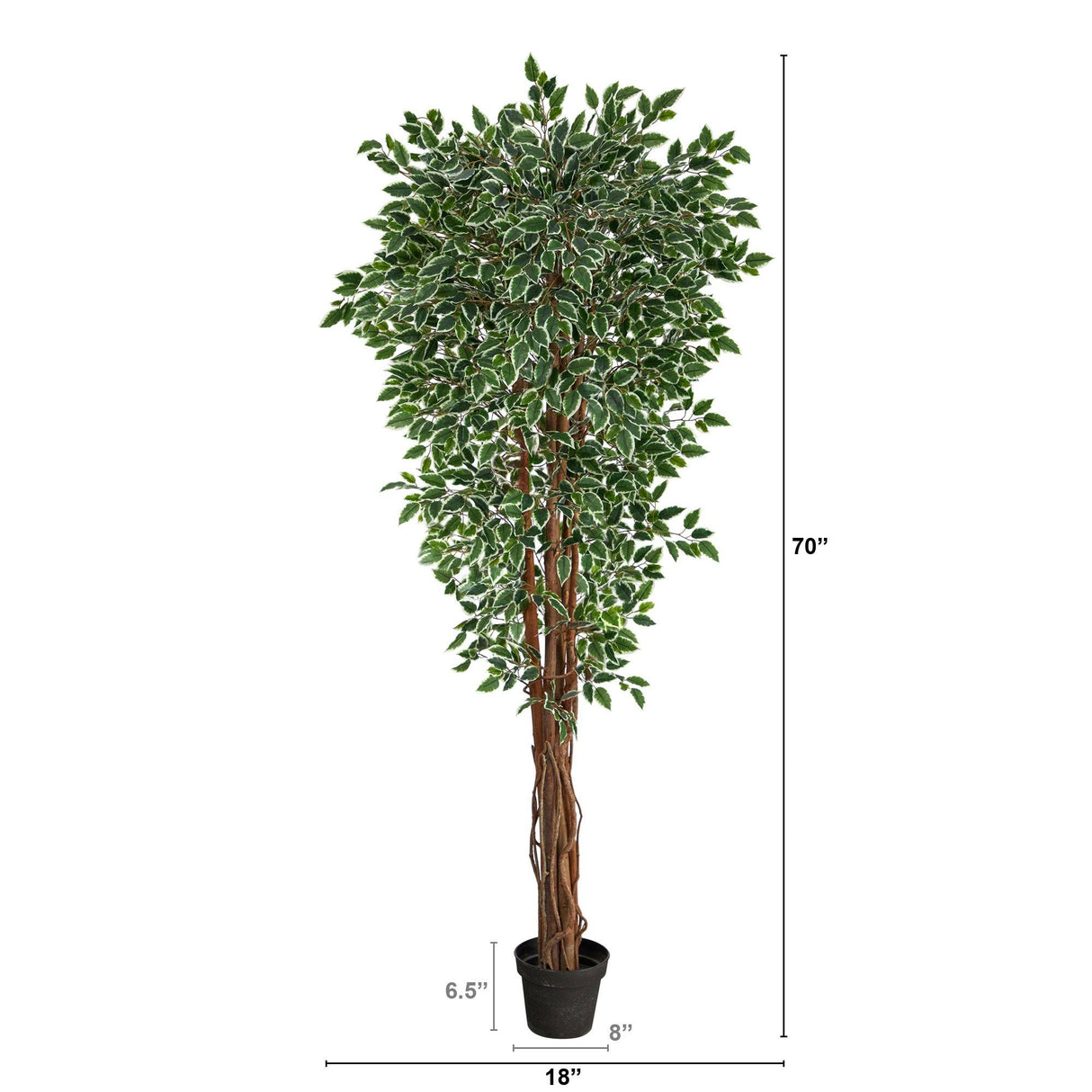 70” Variegated Ficus Artificial Tree UV Resistant (Indoor/Outdoor)-Parc Decor