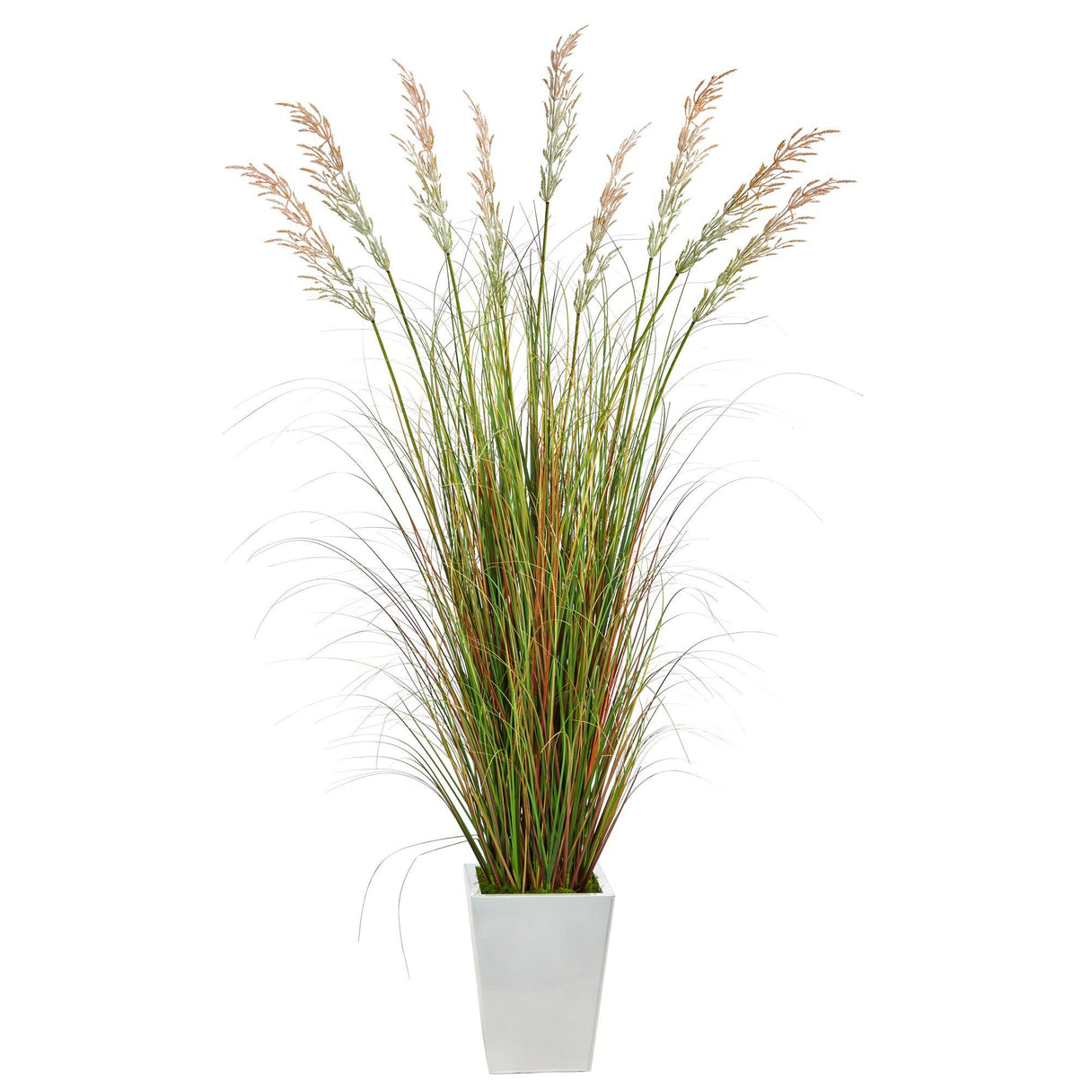 74” Grass Artificial Plant in White Metal Planter-Parc Decor