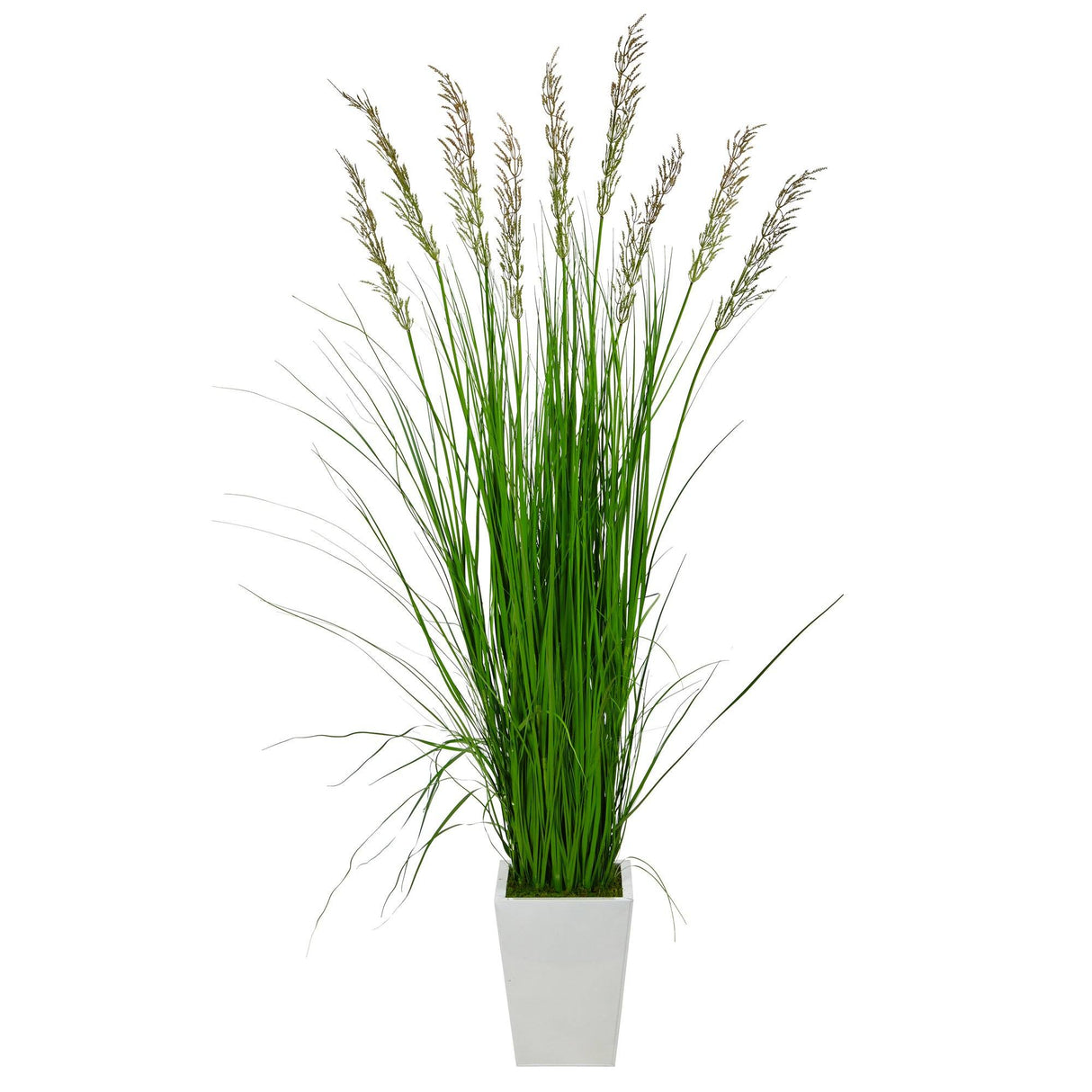 75” Grass Artificial Plant in White Metal Planter-Parc Decor
