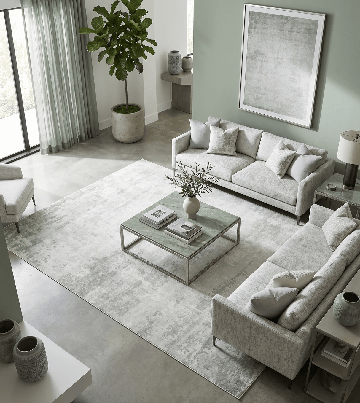 7.11x9.7 Modern Abstract Ivory and Camel Contemporary Wool Area Rug