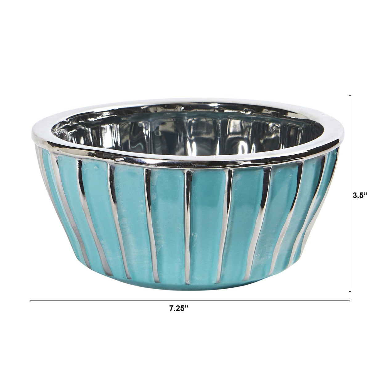 7.25” Teal Vase with Silver Burnishing-Parc Decor
