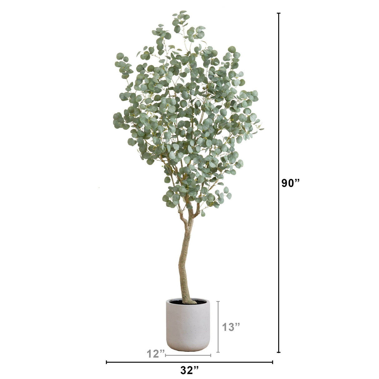 7.5’ Artificial Greco Eucalyptus Tree with Resin Stone Planter-Parc Decor
