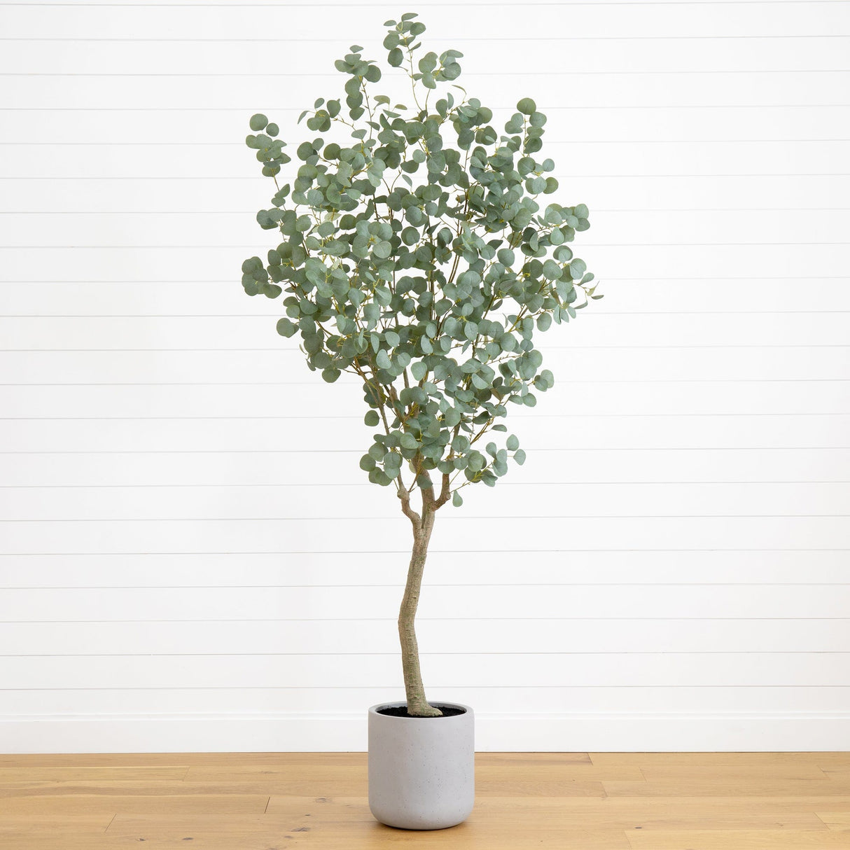 7.5’ Artificial Greco Eucalyptus Tree with Resin Stone Planter-Parc Decor