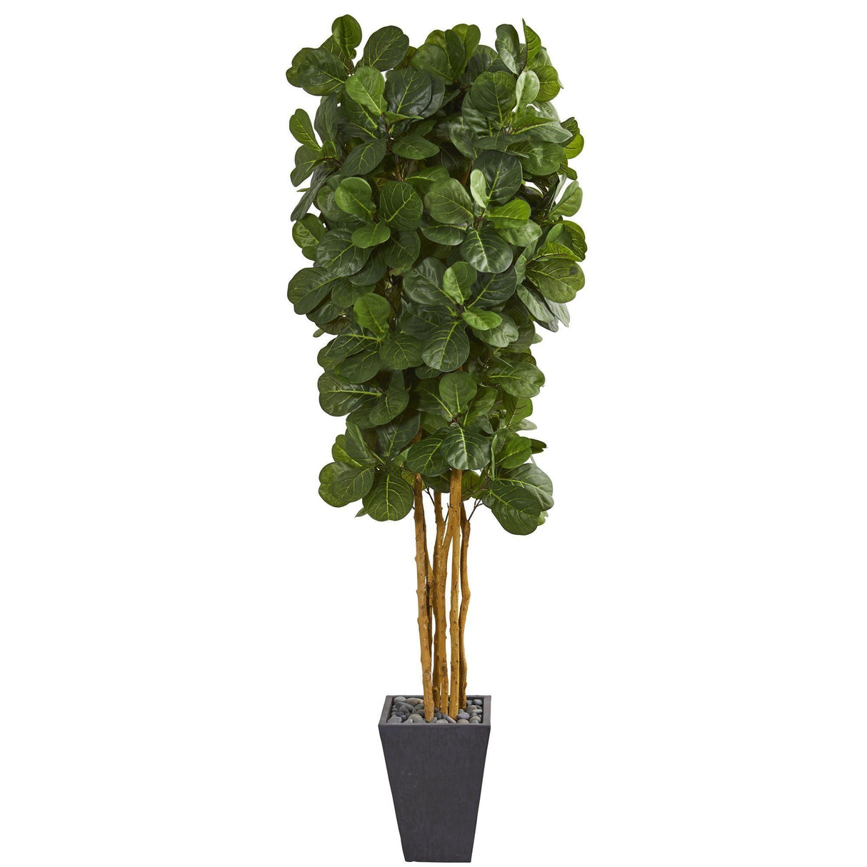 7.5' Fiddle Leaf Artificial Tree in Slate Planter-Parc Decor