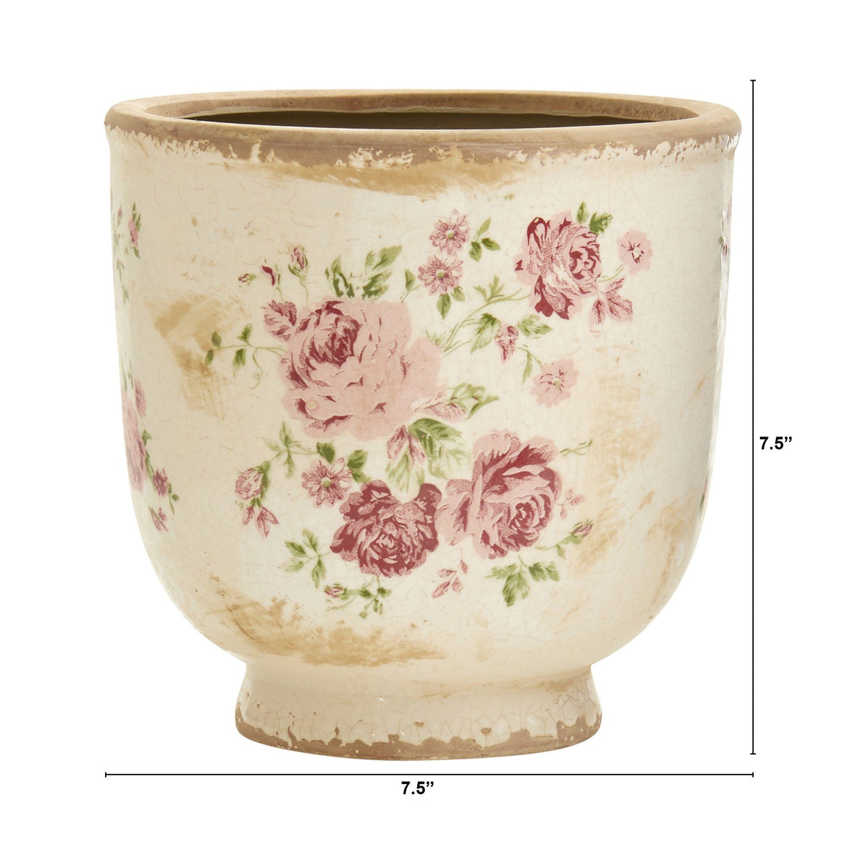 7.5” Tuscan Ceramic Floral Print Planter-Parc Decor