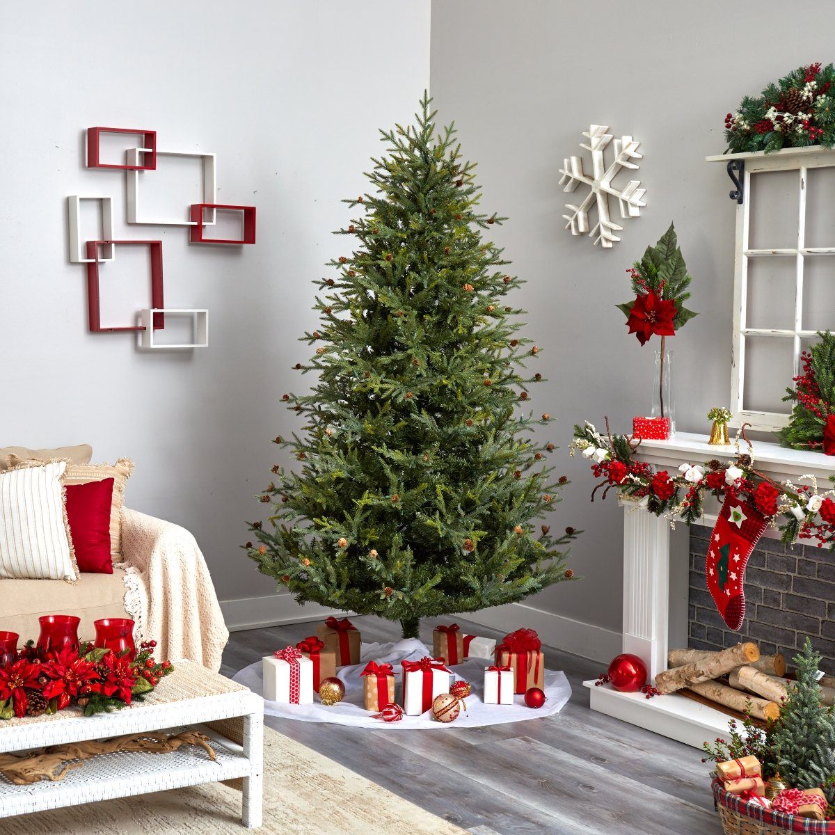 7.5’ Classic Pine & Pine Cone Christmas Tree-Christmas Tree-Parc Decor