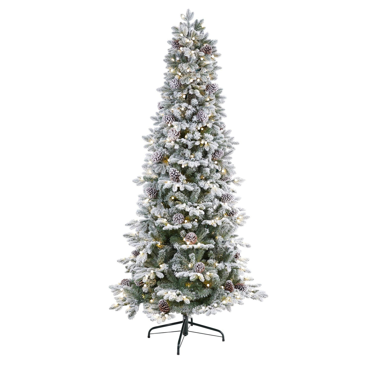 7.5' Flocked Alaskan Pre-Lit Artificial Christmas Tree 350 LED Lights and 2155 Bendable Branches-Christmas Tree-Parc Decor