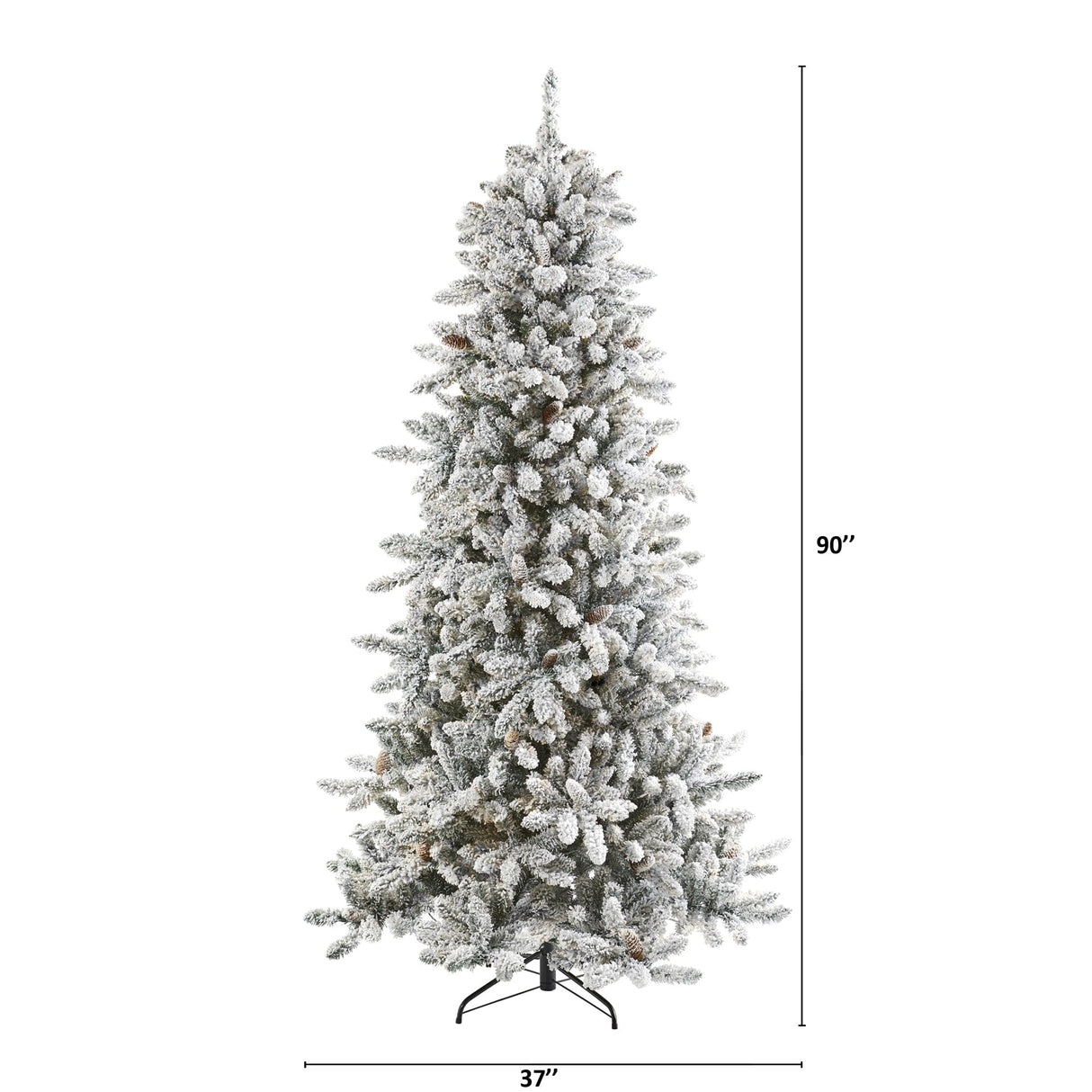 7.5’ Flocked Livingston Fir Artificial Christmas Tree with Pine Cones and 1336 Bendable Branches-Christmas Tree-Parc Decor