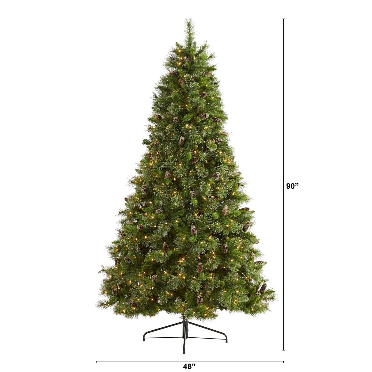 7.5’ Golden Tip Washington Pine Artificial Christmas Tree with 600 Clear Lights, Pine Cones and 1568 Bendable Branches-Christmas Tree-Parc Decor