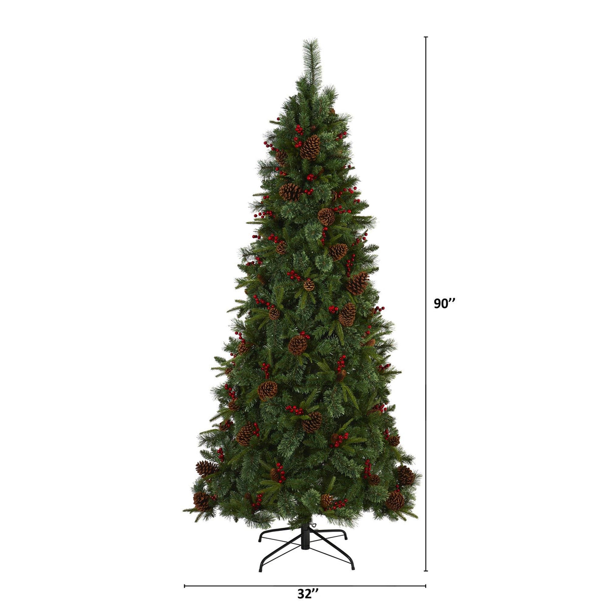 7.5’ Norway Mixed Pine Artificial Christmas Tree with 450 Clear LED Lights, Pine Cones and Berries-Christmas Tree-Parc Decor