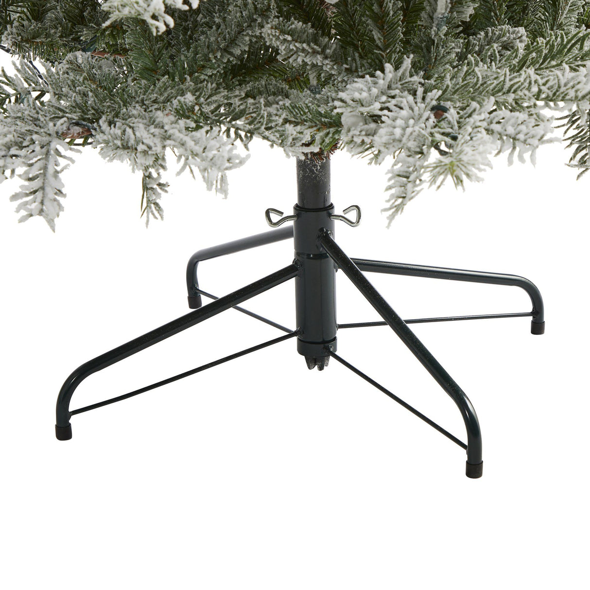 7.5’ Slim Flocked Nova Scotia Spruce Artificial Christmas Tree with 450 Warm White LED Lights and 909 Bendable Branches-Christmas Tree-Parc Decor