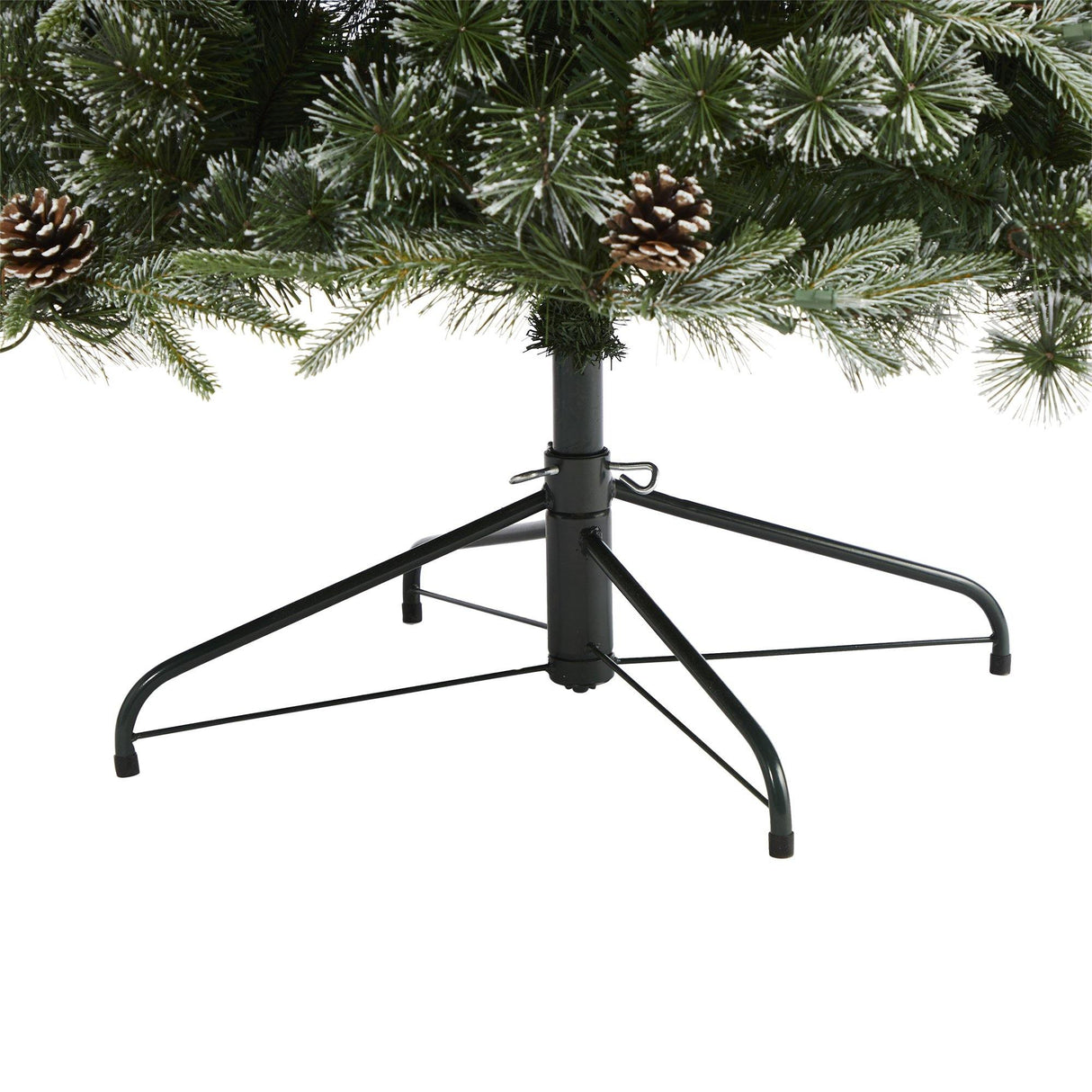 7.5’ Snowed Tipped Clermont Mixed Pine Artificial Christmas Tree with 600 Clear LED Lights, Pine Cones and 1784 Bendable Branches-Christmas Tree-Parc Decor