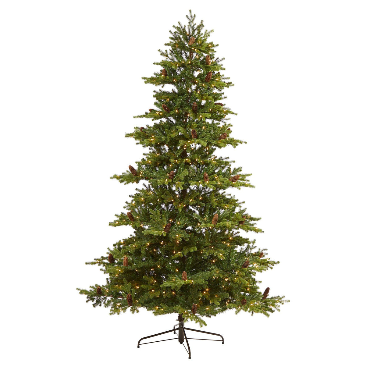 7.5’ Yukon Mountain Fir Artificial Christmas Tree with 600 Clear Lights, Pine Cones and 1740 Bendable Branches-Christmas Tree-Parc Decor