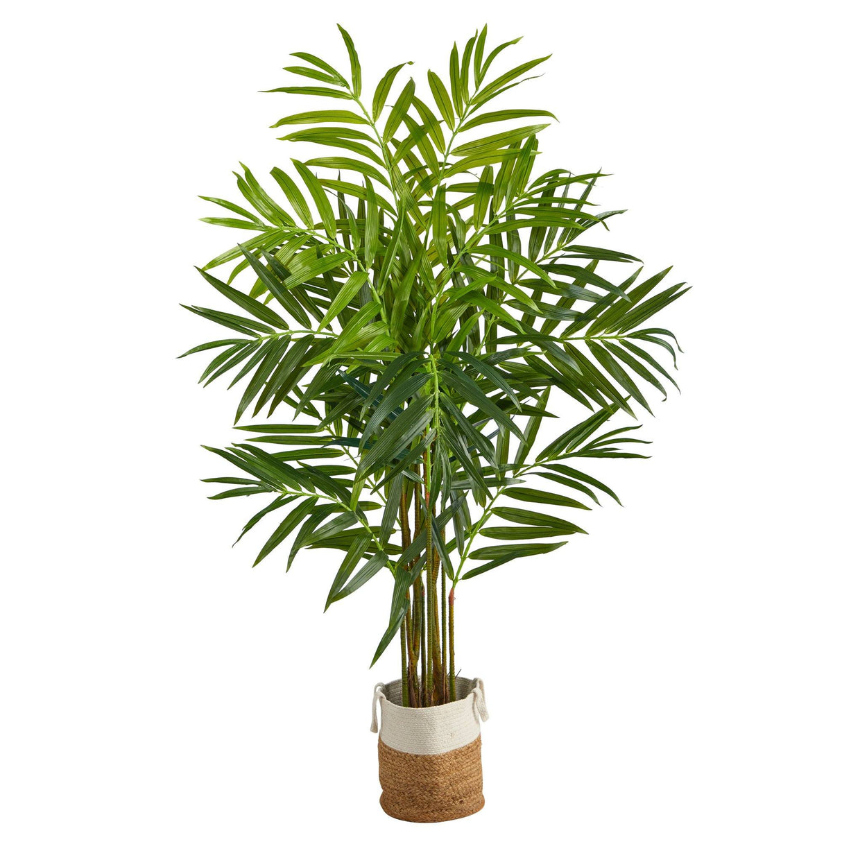 8’ King Palm Artificial Tree with 12 Bendable Branches in Handmade Natural Jute and Cotton Planter-Parc Decor