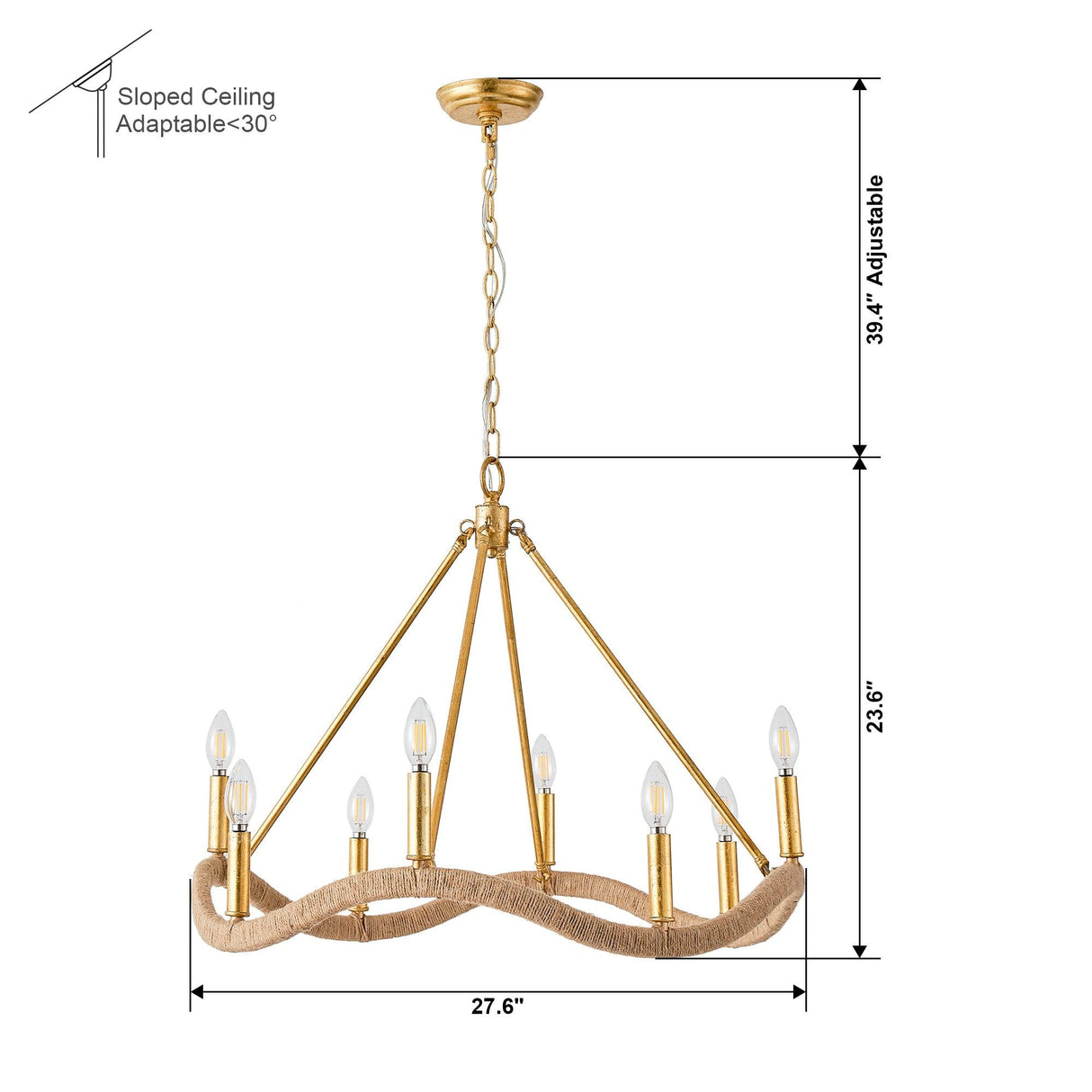 8-Light Golden Modern Candle Chandelier-Parc Decor