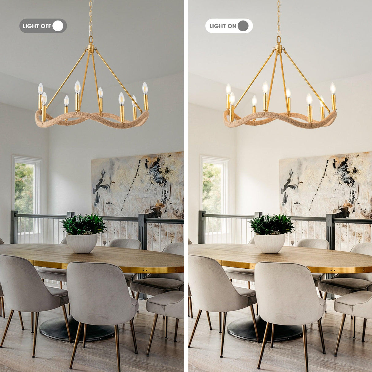 8-Light Golden Modern Candle Chandelier-Parc Decor