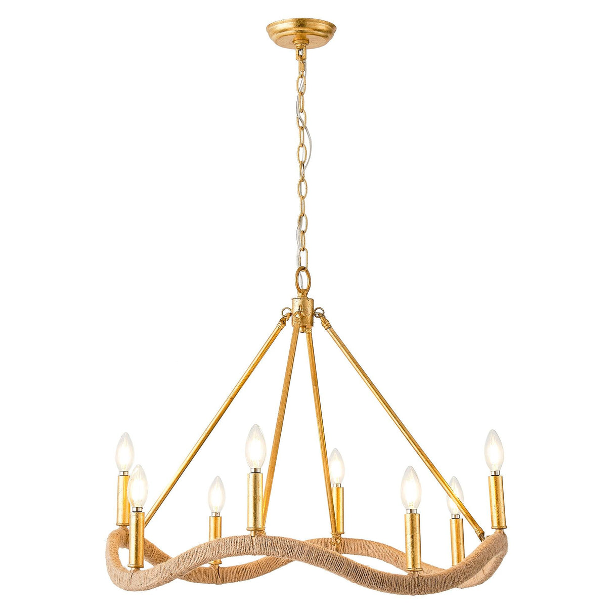 8-Light Golden Modern Candle Chandelier-Parc Decor