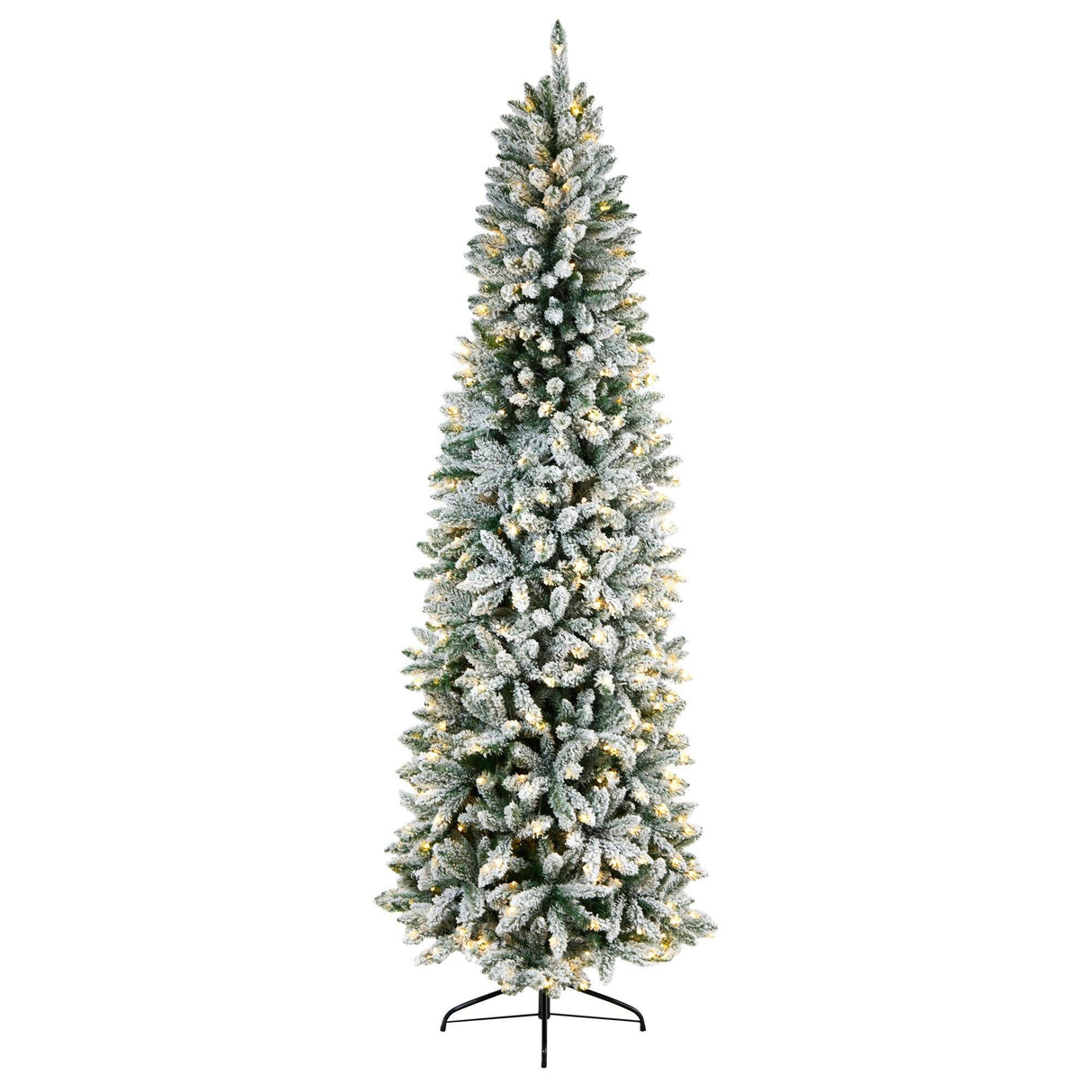 8’ Slim Flocked Montreal Fir Artificial Christmas Tree-Parc Decor