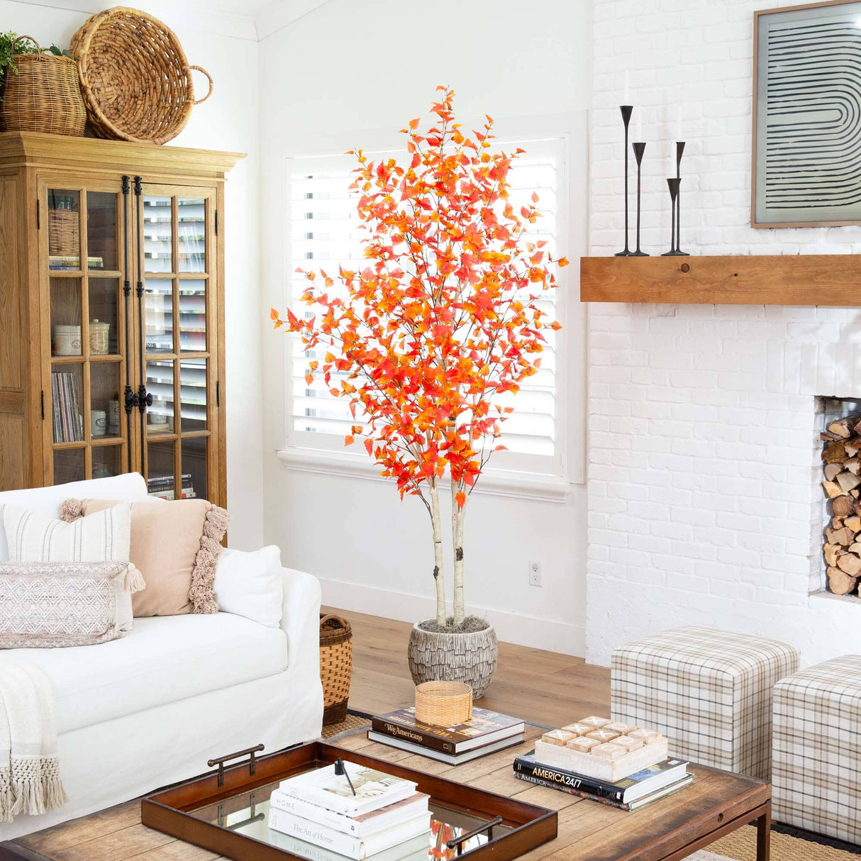 8’ Autumn Birch Artificial Fall Tree-Tree-Parc Decor