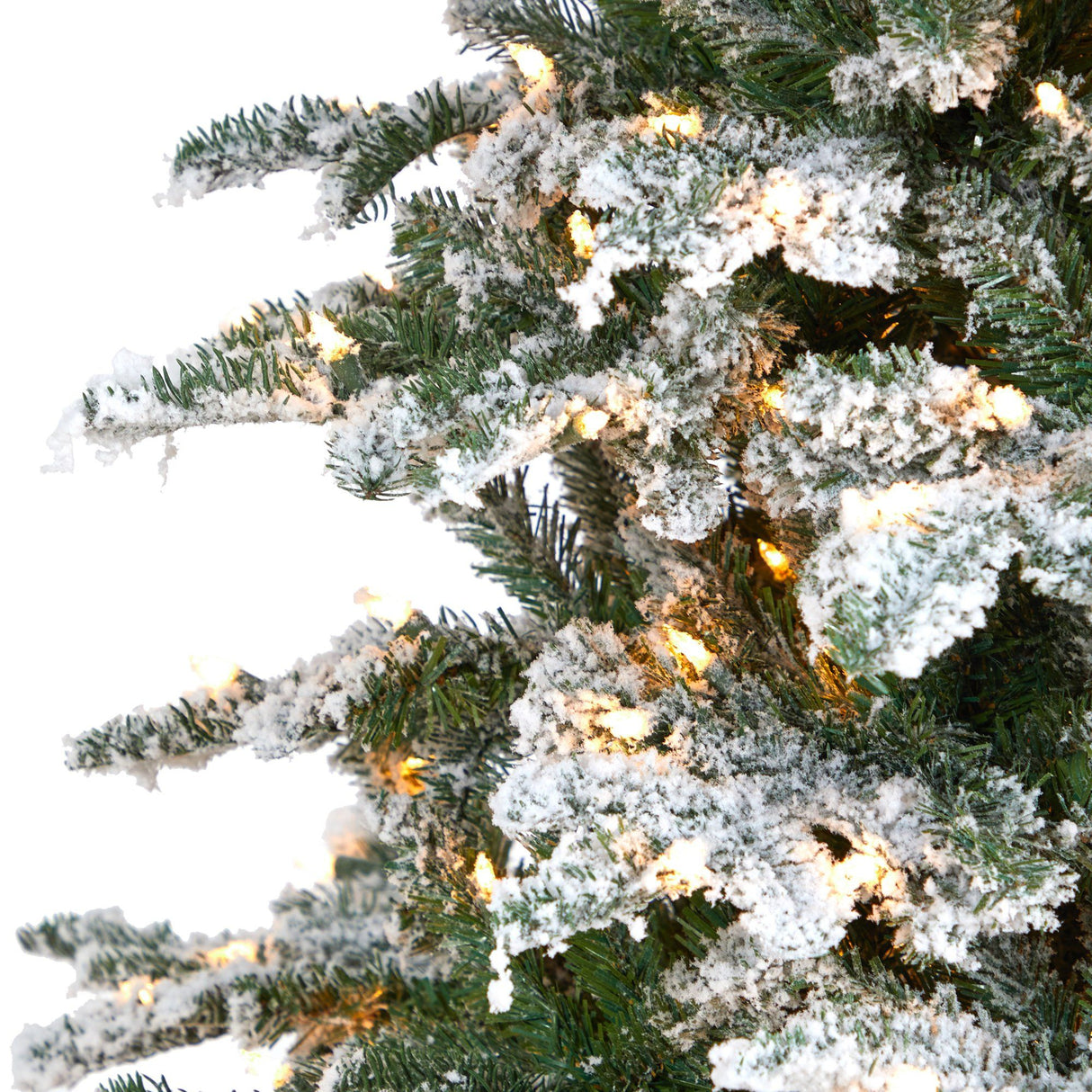 8’ Flocked North Carolina Fir Artificial Christmas Tree with 650 Warm White Lights and 2593 Branches-Christmas Tree-Parc Decor