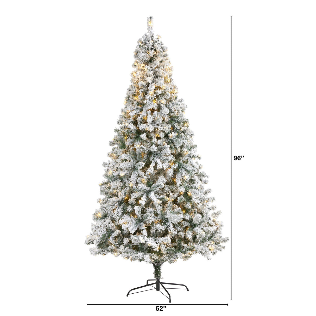 8' Flocked Rock Springs Spruce Artificial Christmas Tree with 500 Clear LED Lights and 1186 Bendbable Branches-Christmas Tree-Parc Decor