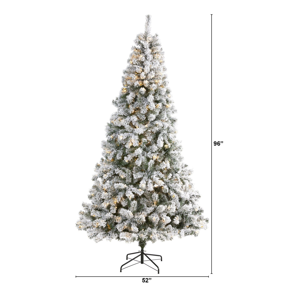 8' Flocked West Virginia Fir Artificial Christmas Tree with 500 Clear LED Lights-Christmas Tree-Parc Decor