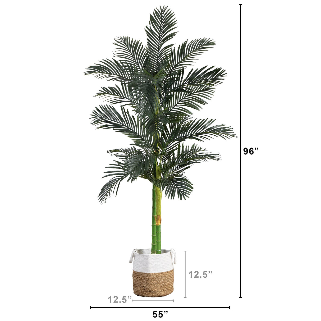 8’ Golden Cane Artificial Palm Tree in Handmade Natural Cotton Planter-Tree-Parc Decor