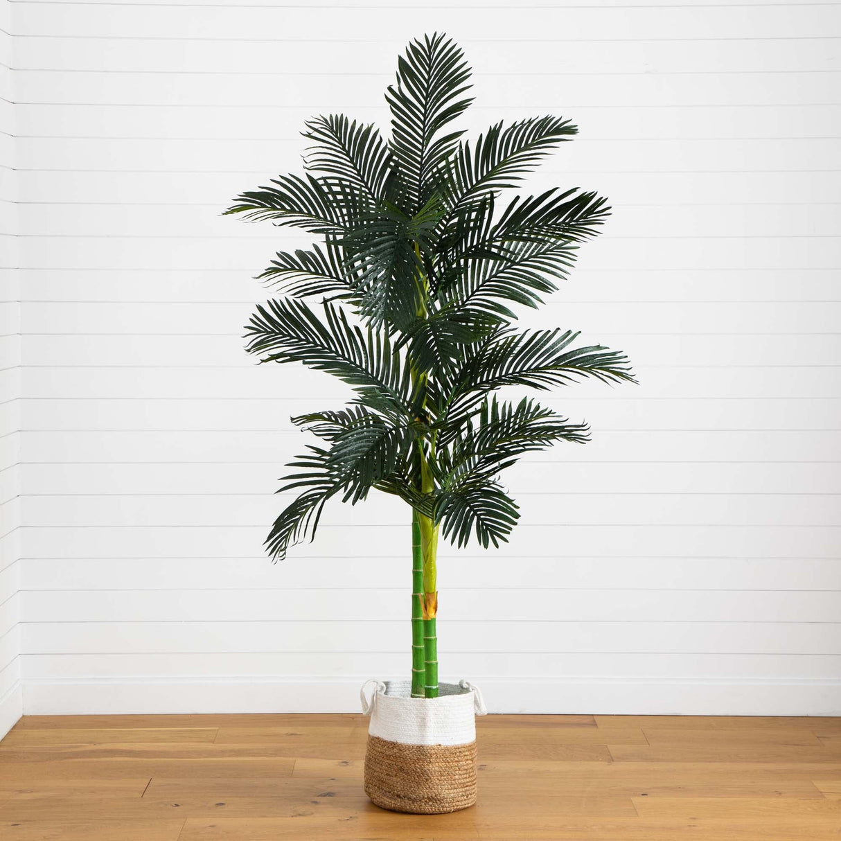 8’ Golden Cane Artificial Palm Tree in Handmade Natural Cotton Planter-Tree-Parc Decor
