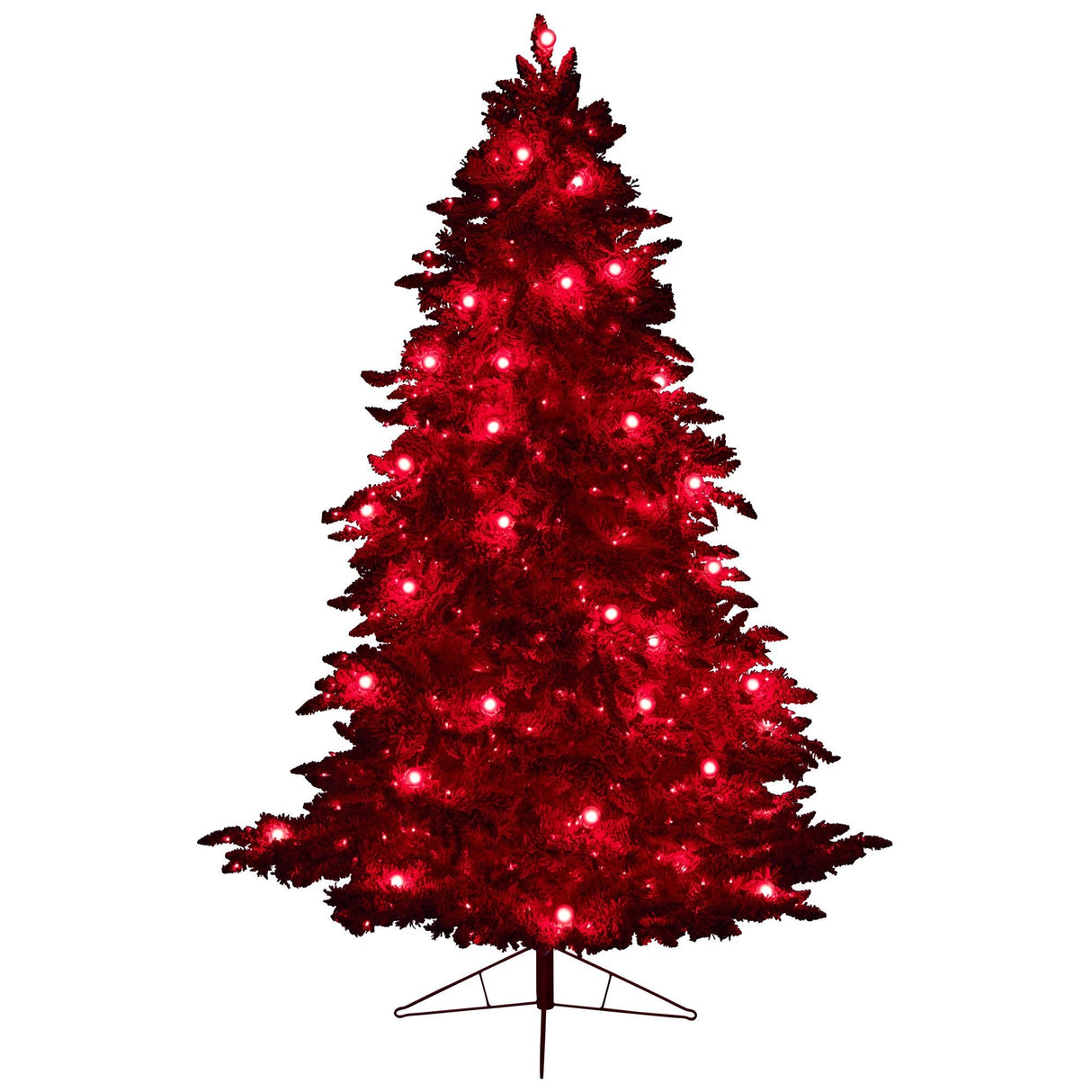8' Red Flocked Fraser Fir Artificial Christmas Tree-Christmas Tree-Parc Decor