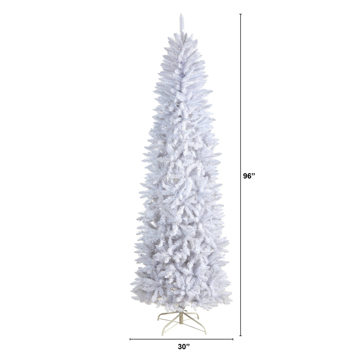 8’ Slim White Artificial Christmas Tree with 1348 Bendable Branches-Christmas Tree-Parc Decor