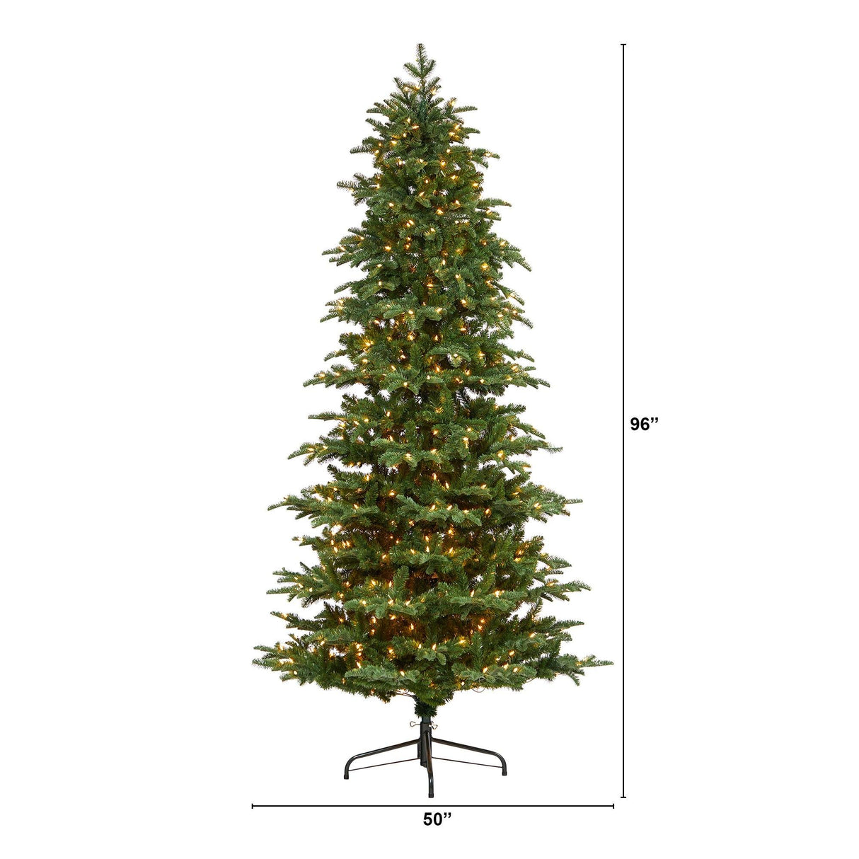 8’ South Carolina Fir Artificial Christmas Tree with 650 Clear LED Lights and 2598 Bendable Branches-Christmas Tree-Parc Decor