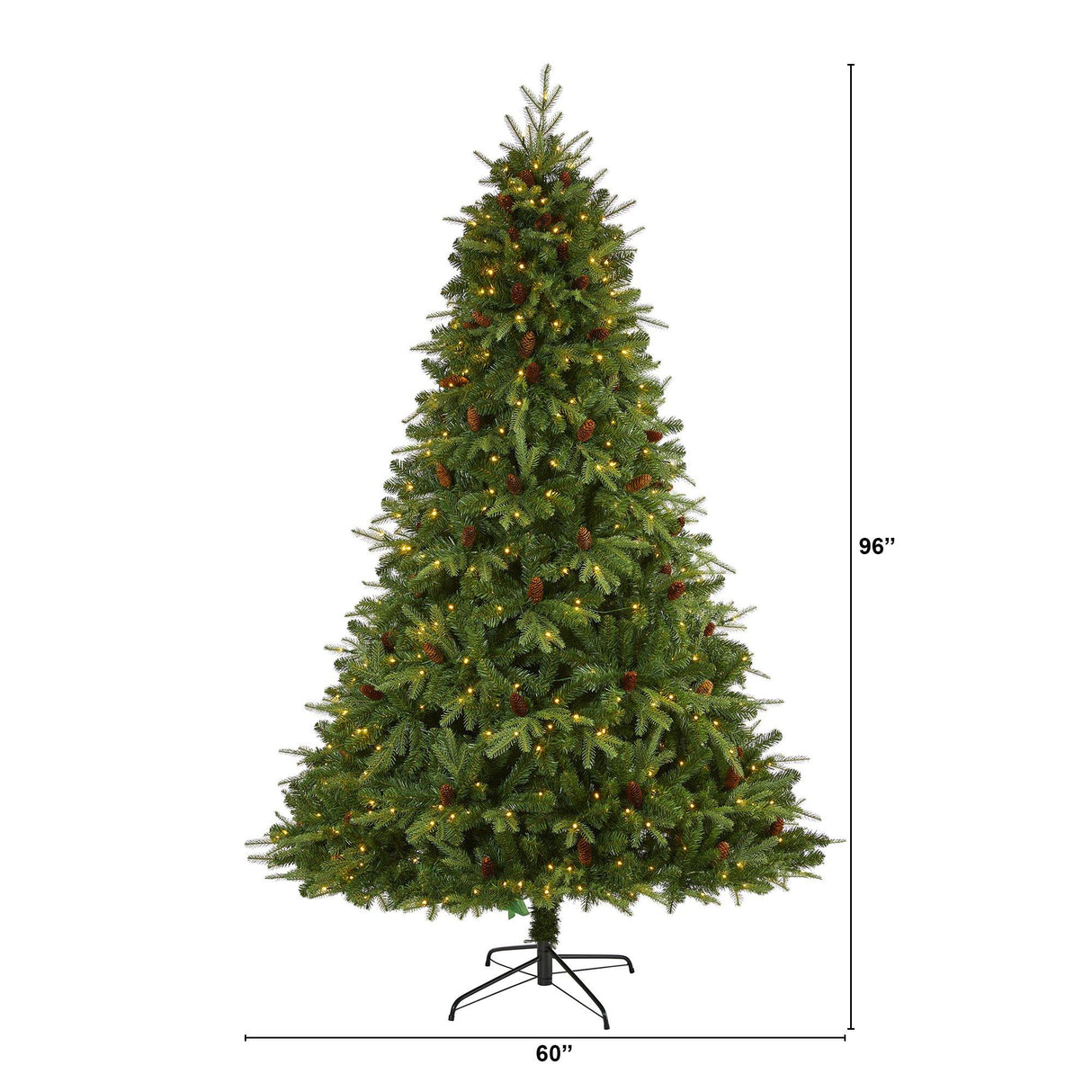 8’ Wellington Spruce “Natural Look” Artificial Christmas Tree with 550 Clear LED Lights and Pine Cones-Christmas Tree-Parc Decor