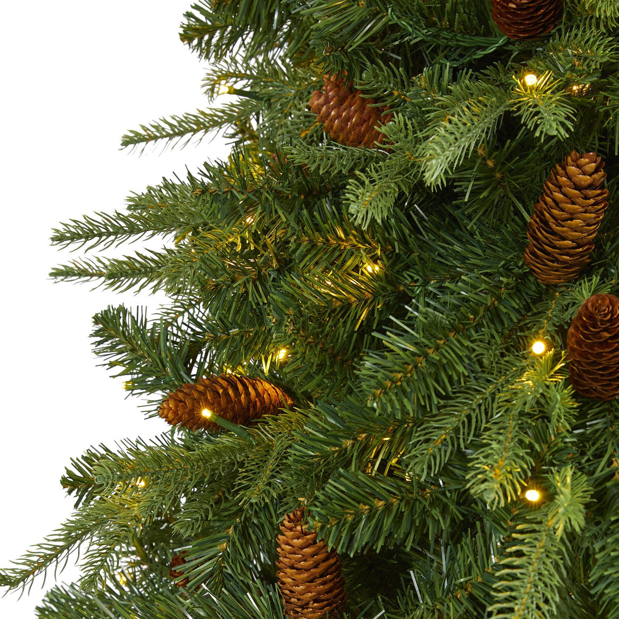 8’ Wellington Spruce “Natural Look” Artificial Christmas Tree with 550 Clear LED Lights and Pine Cones-Christmas Tree-Parc Decor