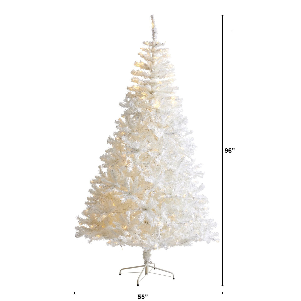 8' White Artificial Christmas Tree with 1500 Bendable Branches and 450 LED Lights-Christmas Tree-Parc Decor