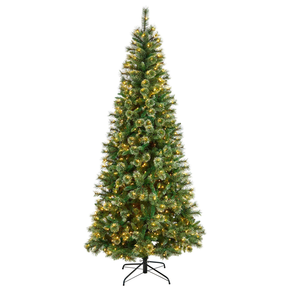 8’ Wisconsin Slim Snow Tip Pine Christmas Tree with 600 Clear LED Lights and 908 Bendable Branches-Christmas Tree-Parc Decor