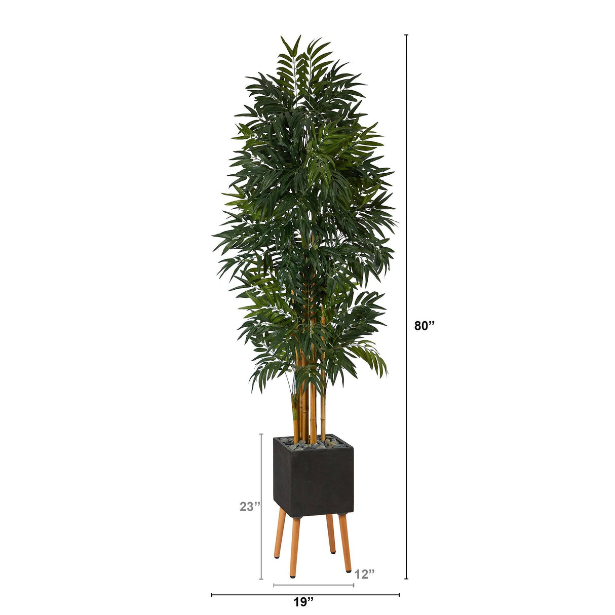 80” Phoenix Artificial Palm tree in Black Planter with Stand-Parc Decor